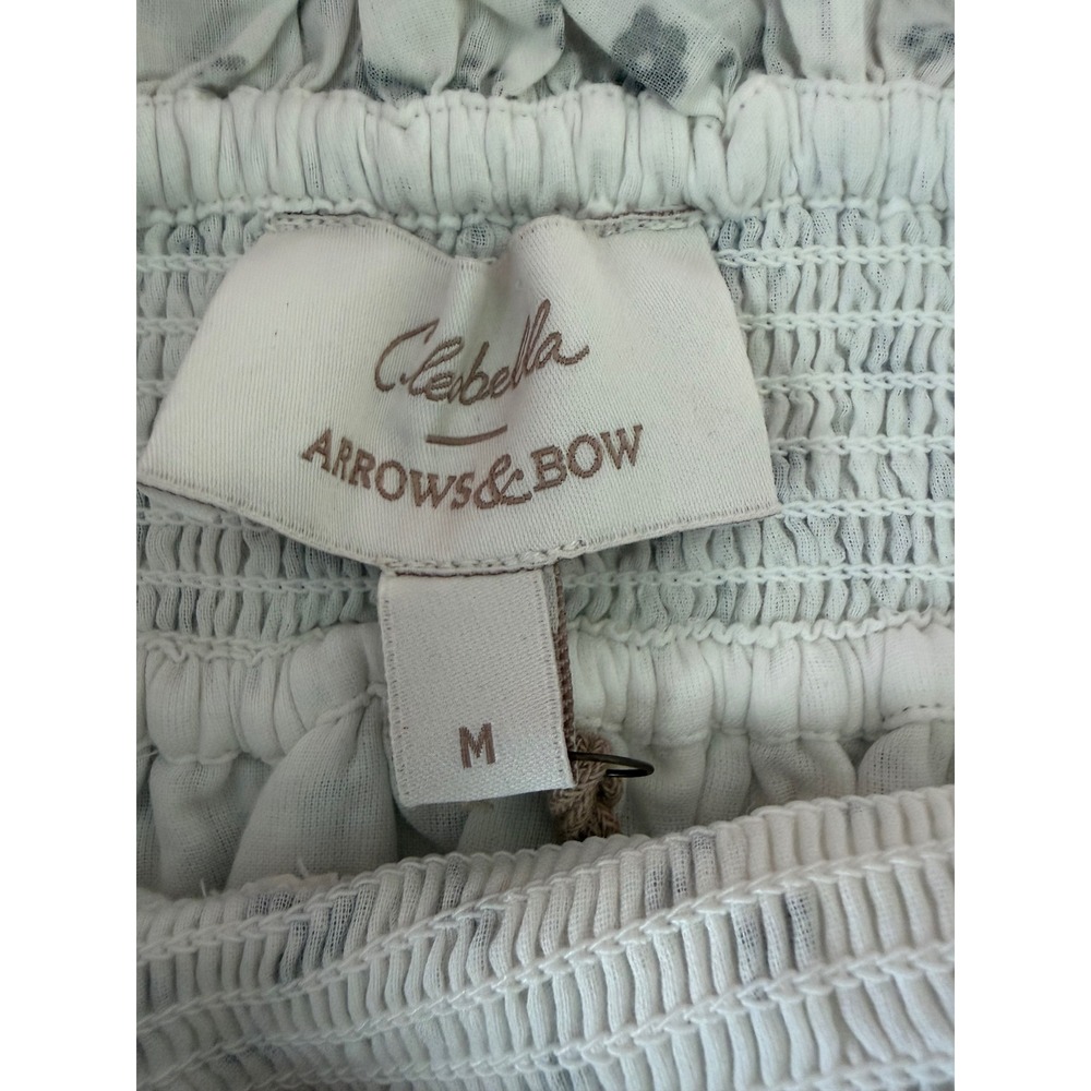 Cleobella x Arrows & Bow Organic Cotton Floral Smocked Ruffle Mini Skirt White M - Picture 6 of 6